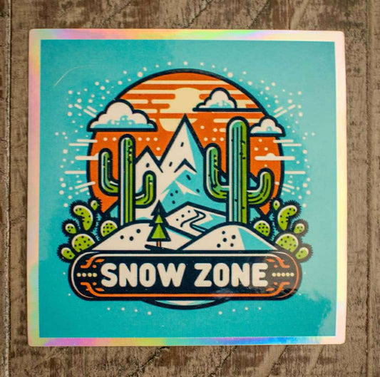 Water and UV proof Snow Zone sticker with desert and mountain design