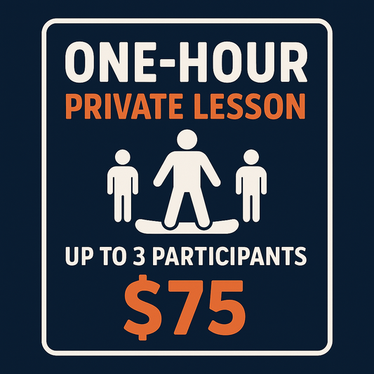 One hour private snowboard lesson for up to three participants with gear included for $75